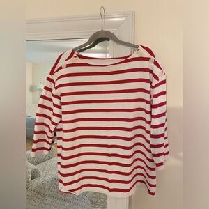 The Nines by Hatch Red & White Striped Maternity Boatneck Shirt